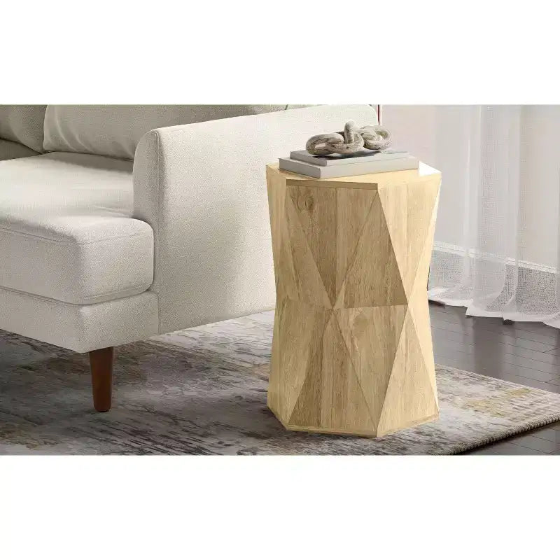 Table d'appoint contemporaine en bois massif, largeur 40 cm, modèle Jerome, assemblée