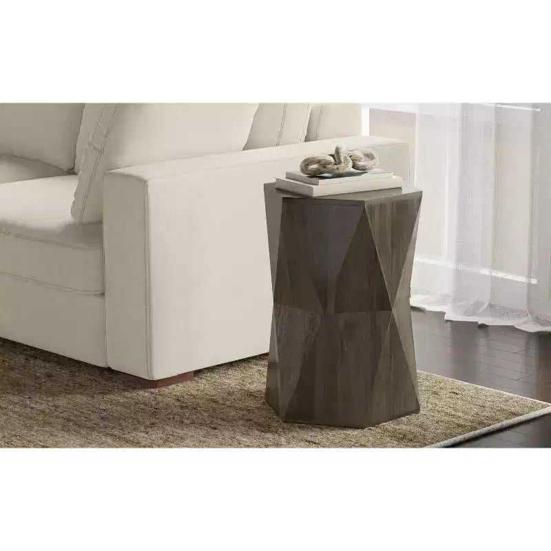 Table d'appoint contemporaine en bois massif, largeur 40 cm, modèle Jerome, assemblée