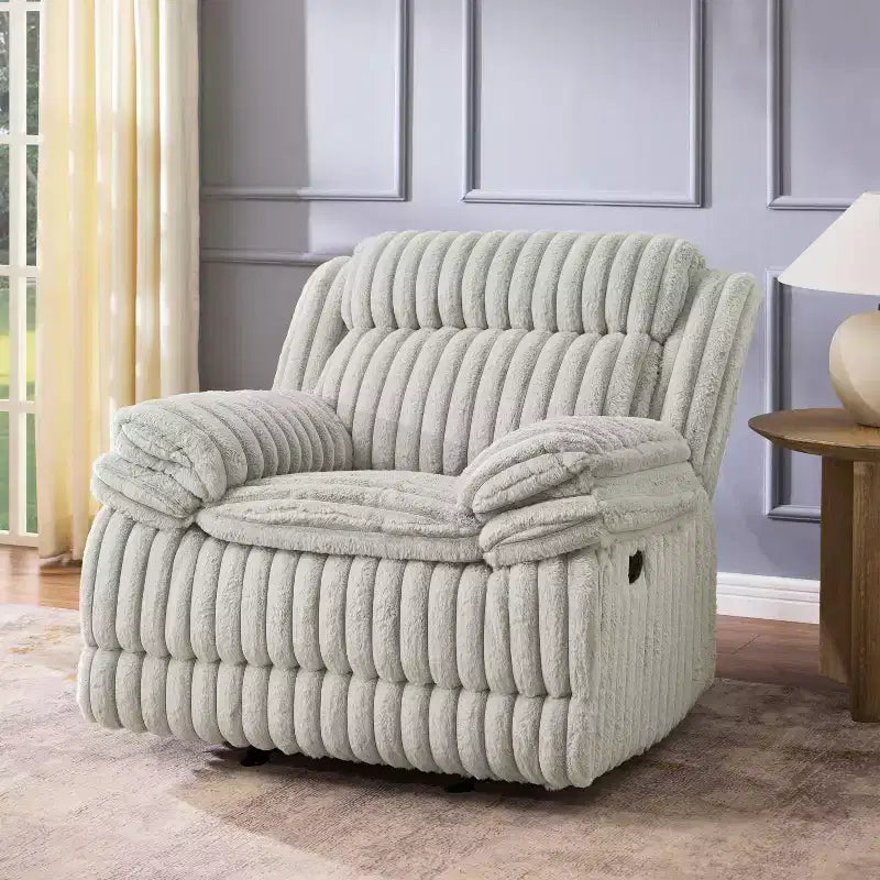 Fauteuil inclinable manuel Ardello de Roundhill Furniture avec revêtement en velours côtelé à larges côtes
