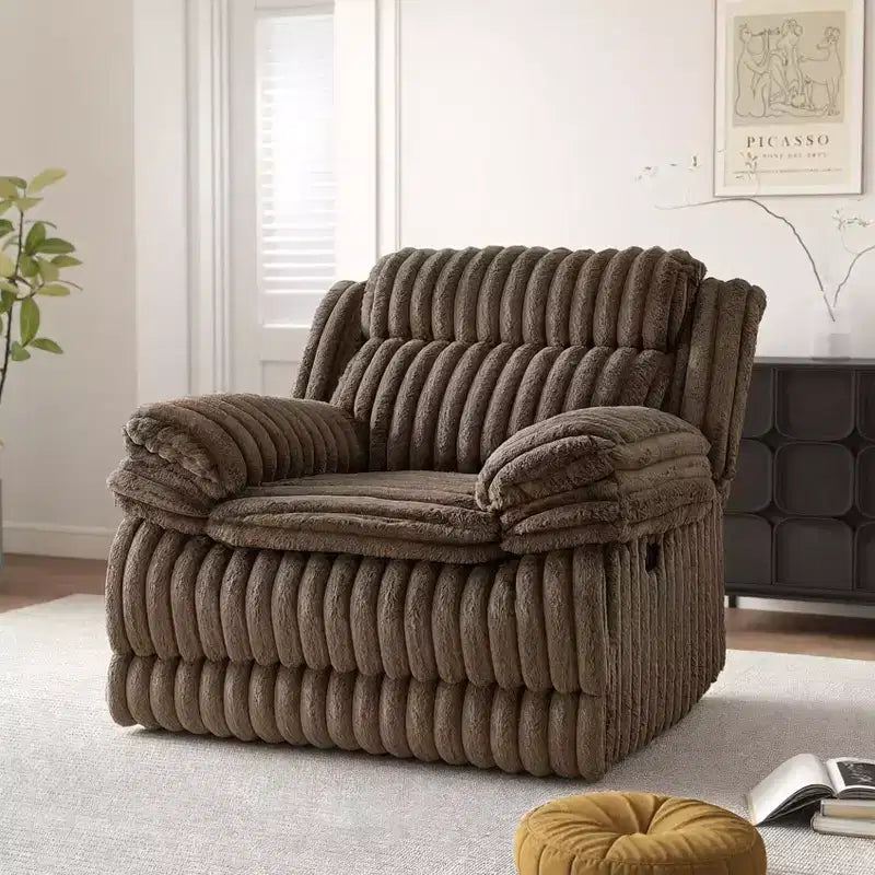 Fauteuil inclinable manuel Ardello de Roundhill Furniture avec revêtement en velours côtelé à larges côtes
