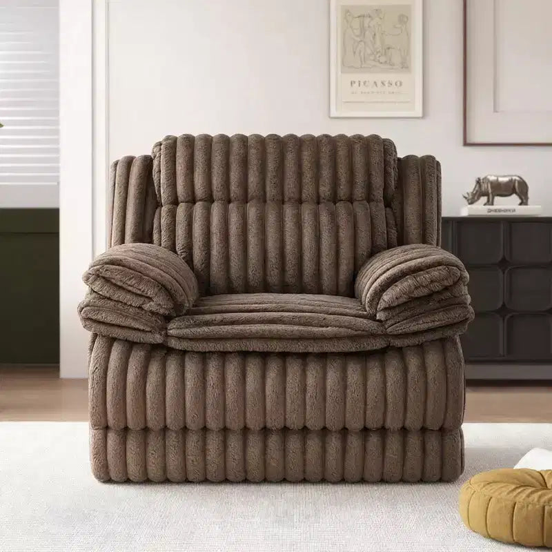 Fauteuil inclinable manuel Ardello de Roundhill Furniture avec revêtement en velours côtelé à larges côtes