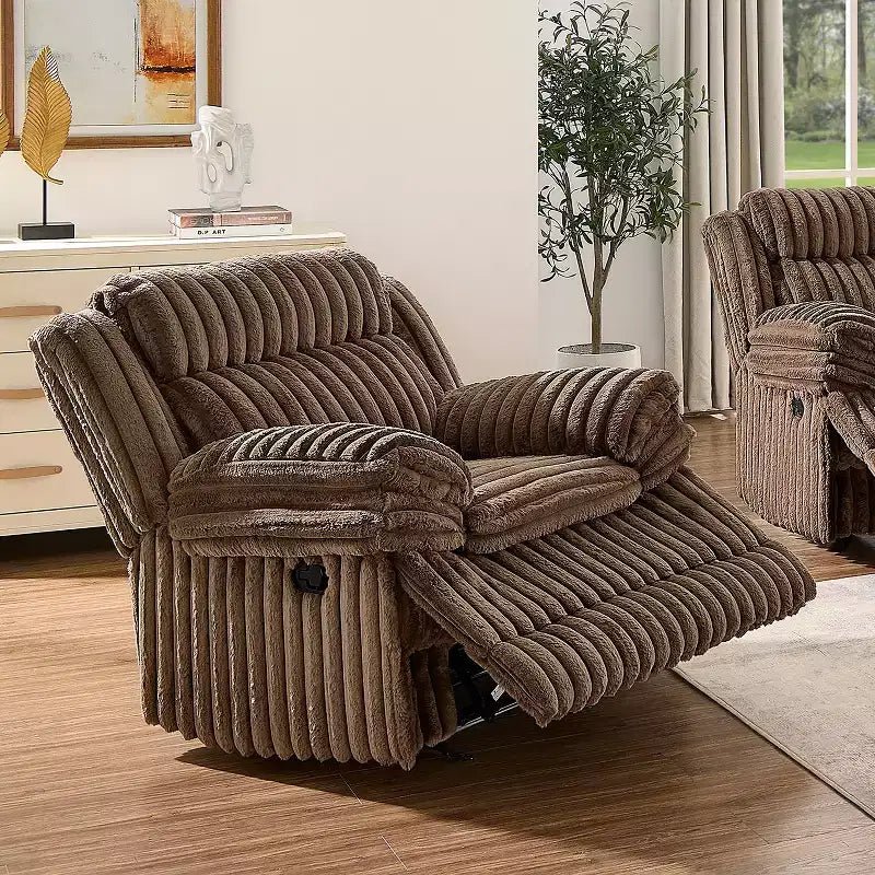 Fauteuil inclinable manuel Ardello de Roundhill Furniture avec revêtement en velours côtelé à larges côtes