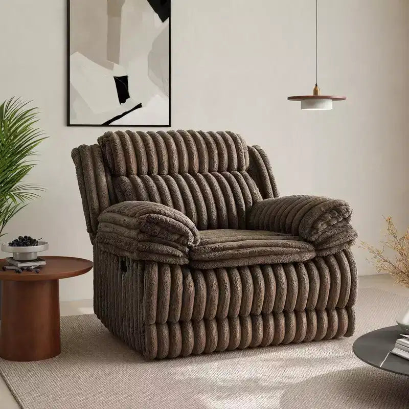 Fauteuil inclinable manuel Ardello de Roundhill Furniture avec revêtement en velours côtelé à larges côtes