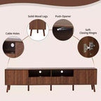 Meuble TV GDFStudio Lilia 78 moderne, motif géométrique, avec tiroirs et passe-câbles