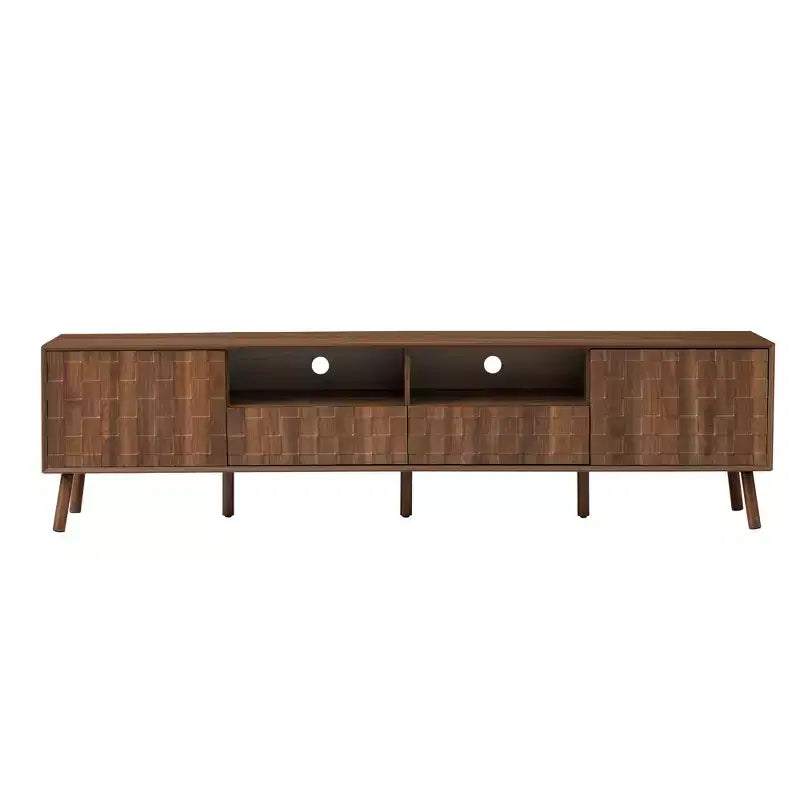 Meuble TV GDFStudio Lilia 78 moderne, motif géométrique, avec tiroirs et passe-câbles