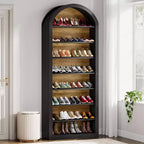 Lantine Shoe Storage Cabinet, 8-Tier Tall Black Shoe Organizer Cabinet, Large Wooden Freestanding Shoe Rack for Closet Entryway