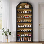 Meuble à chaussures Lantine, armoire de rangement de chaussures haute à 8 niveaux, grande étagère à chaussures autoportante en bois pour entrée de placard