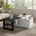 Table basse élévatrice de 47'', table centrale rectangulaire en bois avec rangement caché, table de cocktail extensible pour salon, chambre, bureau