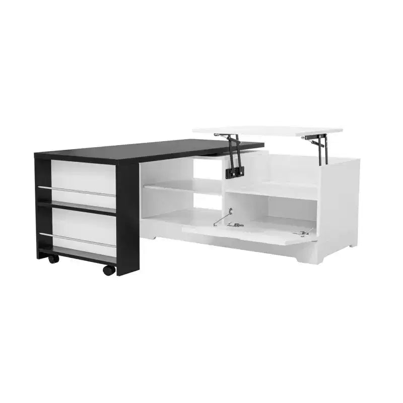 Table basse élévatrice de 47'', table centrale rectangulaire en bois avec rangement caché, table de cocktail extensible pour salon, chambre, bureau