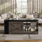 Table basse élévatrice de 47'', table centrale rectangulaire en bois avec rangement caché, table de cocktail extensible pour salon, chambre, bureau