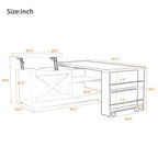 Table basse élévatrice de 47'', table centrale rectangulaire en bois avec rangement caché, table de cocktail extensible pour salon, chambre, bureau