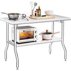 Table pliante robuste en acier inoxydable - Capacité de 180 kg - Portable, aucun assemblage requis - Table de préparation/travail pour cuisine, buanderie, restaurant, camping