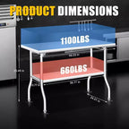 Table pliante robuste en acier inoxydable - Capacité de 180 kg - Portable, aucun assemblage requis - Table de préparation/travail pour cuisine, buanderie, restaurant, camping