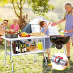 Table pliante robuste en acier inoxydable - Capacité de 180 kg - Portable, aucun assemblage requis - Table de préparation/travail pour cuisine, buanderie, restaurant, camping
