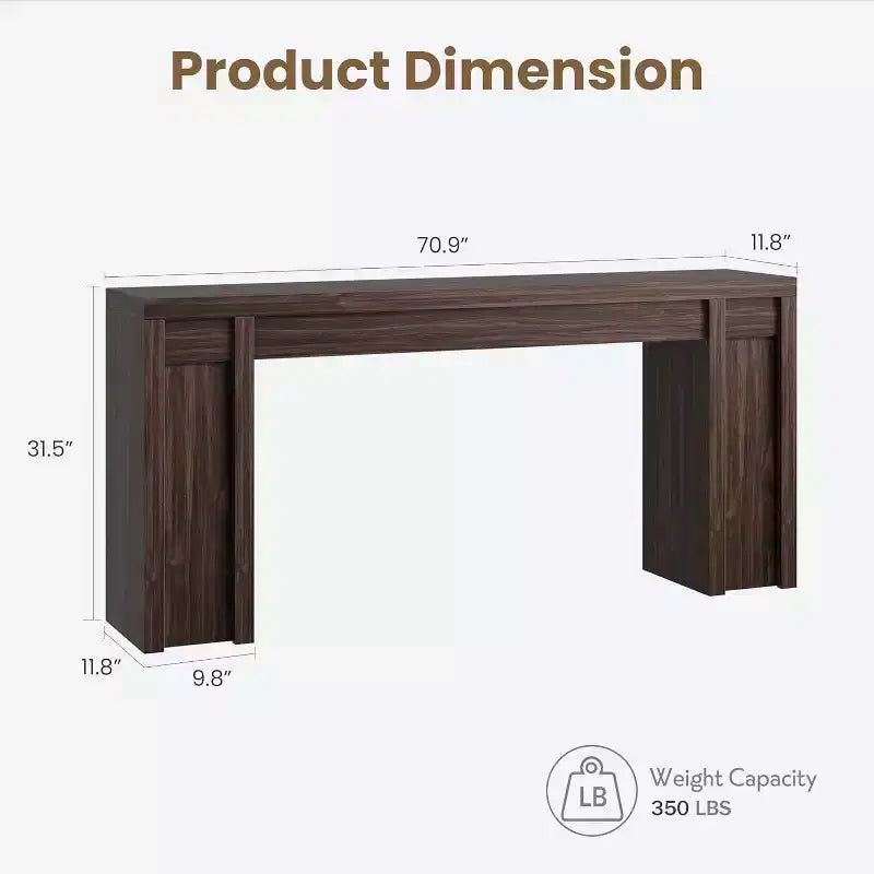 Table de Chevet de 70,9 Pouces, Table Console en Bois de Style Fermier, Table Basse Épaisse Derrière le Canapé, Longues Tables Consoles pour Couloir Salon