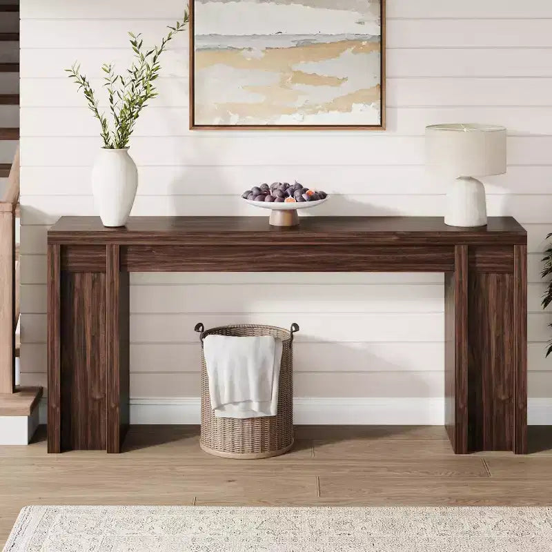 Table de Chevet de 70,9 Pouces, Table Console en Bois de Style Fermier, Table Basse Épaisse Derrière le Canapé, Longues Tables Consoles pour Couloir Salon