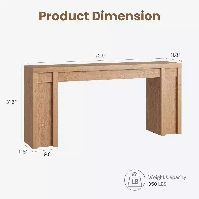 Table de Chevet de 70,9 Pouces, Table Console en Bois de Style Fermier, Table Basse Épaisse Derrière le Canapé, Longues Tables Consoles pour Couloir Salon