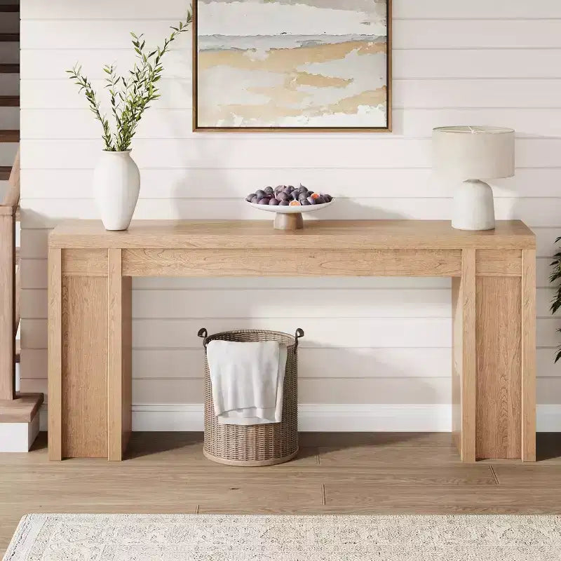Table de Chevet de 70,9 Pouces, Table Console en Bois de Style Fermier, Table Basse Épaisse Derrière le Canapé, Longues Tables Consoles pour Couloir Salon