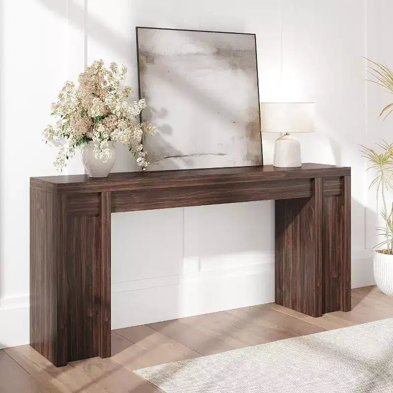 Table de Chevet de 70,9 Pouces, Table Console en Bois de Style Fermier, Table Basse Épaisse Derrière le Canapé, Longues Tables Consoles pour Couloir Salon