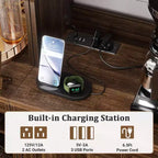 Besiost Meuble de cuisine avec station de recharge, meuble bar à café et à vin