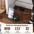 Besiost Meuble de cuisine avec station de recharge, meuble bar à café et à vin
