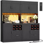 Besiost Meuble de cuisine avec station de recharge, meuble bar à café et à vin