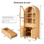 Meuble de cuisine autoportant de 180 cm de haut avec porte vitrée, armoire de rangement pour garde-manger, meuble de bar à café pour cuisine, salle à manger