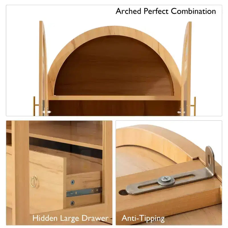 Meuble de cuisine autoportant de 180 cm de haut avec porte vitrée, armoire de rangement pour garde-manger, meuble de bar à café pour cuisine, salle à manger