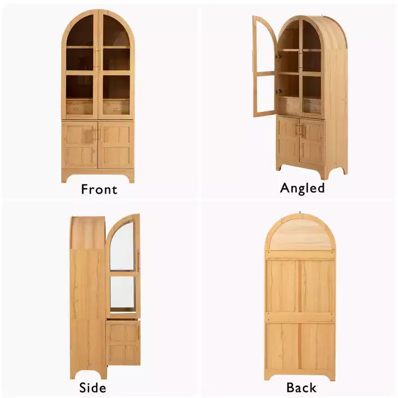 Meuble de cuisine autoportant de 180 cm de haut avec porte vitrée, armoire de rangement pour garde-manger, meuble de bar à café pour cuisine, salle à manger