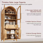 Meuble de cuisine autoportant de 180 cm de haut avec porte vitrée, armoire de rangement pour garde-manger, meuble de bar à café pour cuisine, salle à manger