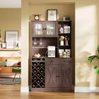 Meuble de Bar à Vin avec Prises de Courant, Armoire de Rangement, Porte-Bouteilles, Buffet de Rangement, Étagère à Micro-Ondes pour Cuisine, Salle à Manger, Salon