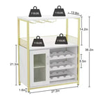 Meuble Bar à Vin Industriel à 3 Niveaux avec Étagères Réglables, Porte-Verres, Porte en Grille – Buffet Vintage pour Cuisine, Salon, Salle à Manger