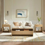 AMERLIFE Ensemble de 3 tables de salon avec tiroirs de rangement, table basse et 2 tables d'appoint