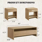 AMERLIFE Ensemble de 3 tables de salon avec tiroirs de rangement, table basse et 2 tables d'appoint