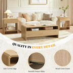 AMERLIFE Ensemble de 3 tables de salon avec tiroirs de rangement, table basse et 2 tables d'appoint