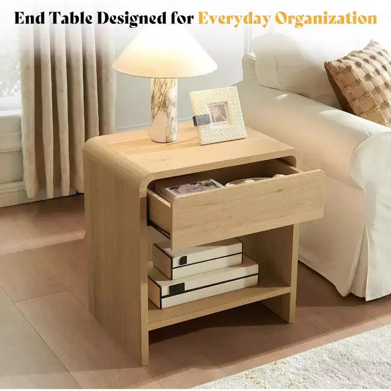 AMERLIFE Ensemble de 3 tables de salon avec tiroirs de rangement, table basse et 2 tables d'appoint