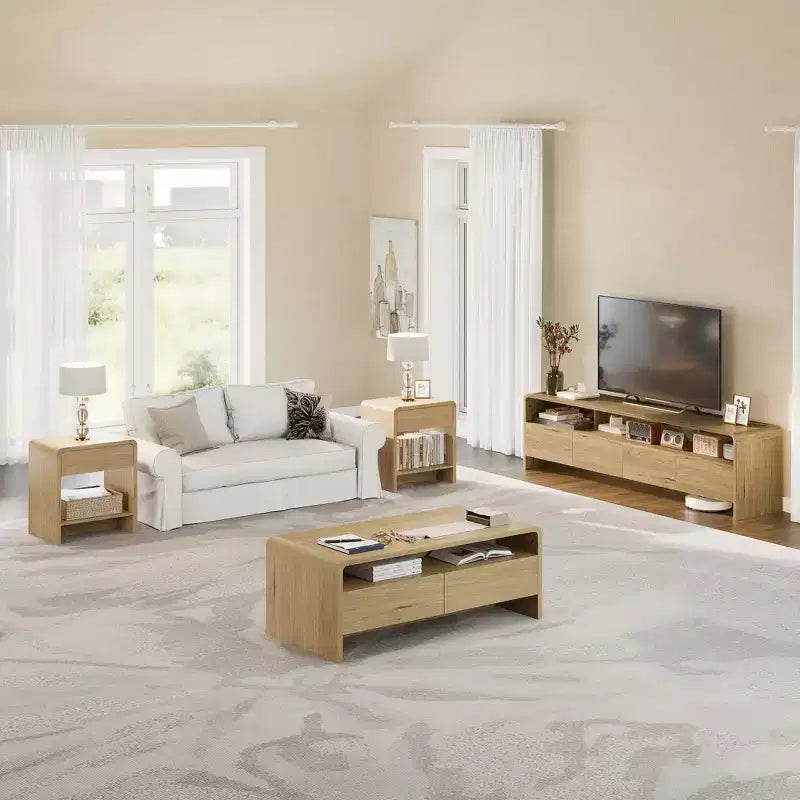 AMERLIFE Ensemble de 3 tables de salon avec tiroirs de rangement, table basse et 2 tables d'appoint