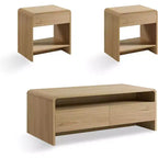 AMERLIFE Ensemble de 3 tables de salon avec tiroirs de rangement, table basse et 2 tables d'appoint