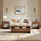 AMERLIFE Ensemble de 3 tables de salon avec tiroirs de rangement, table basse et 2 tables d'appoint
