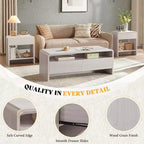 AMERLIFE Ensemble de 3 tables de salon avec tiroirs de rangement, table basse et 2 tables d'appoint