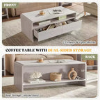AMERLIFE Ensemble de 3 tables de salon avec tiroirs de rangement, table basse et 2 tables d'appoint