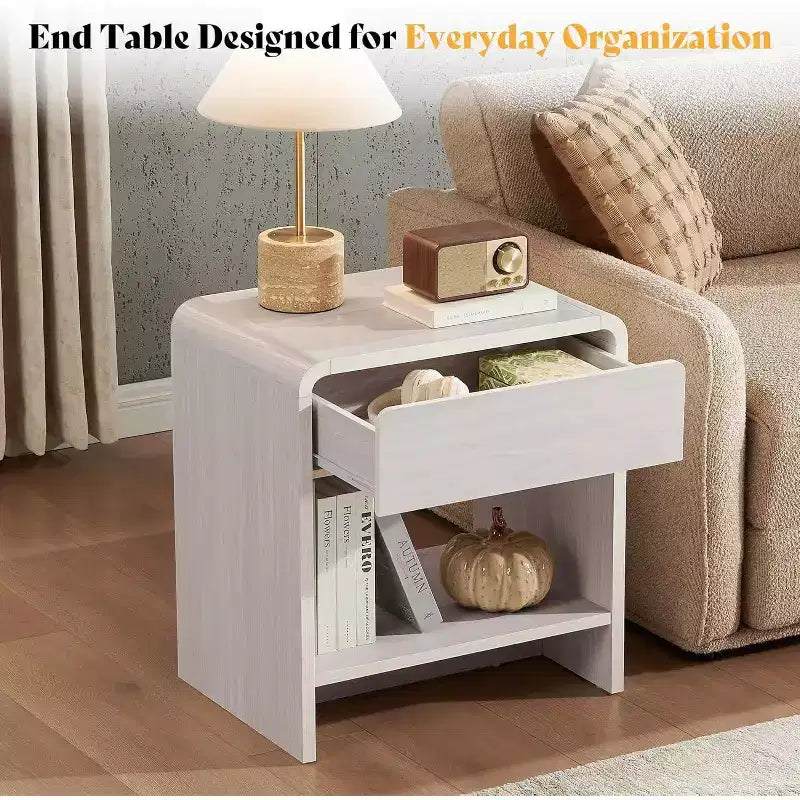 AMERLIFE Ensemble de 3 tables de salon avec tiroirs de rangement, table basse et 2 tables d'appoint
