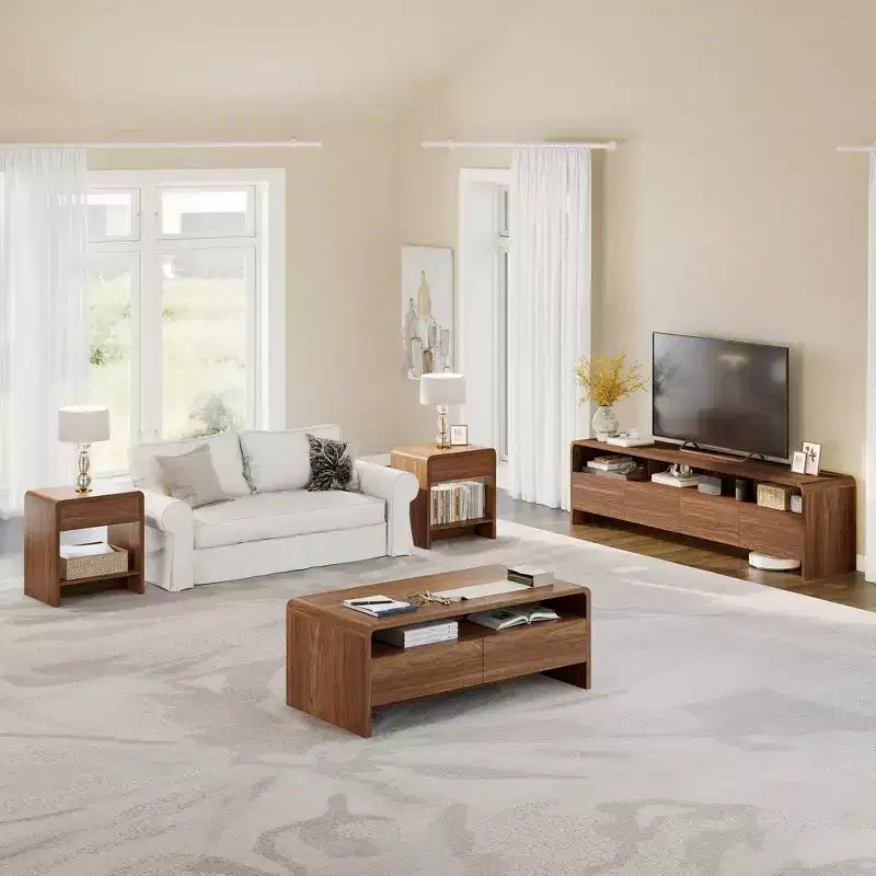 AMERLIFE Ensemble de 3 tables de salon avec tiroirs de rangement, table basse et 2 tables d'appoint