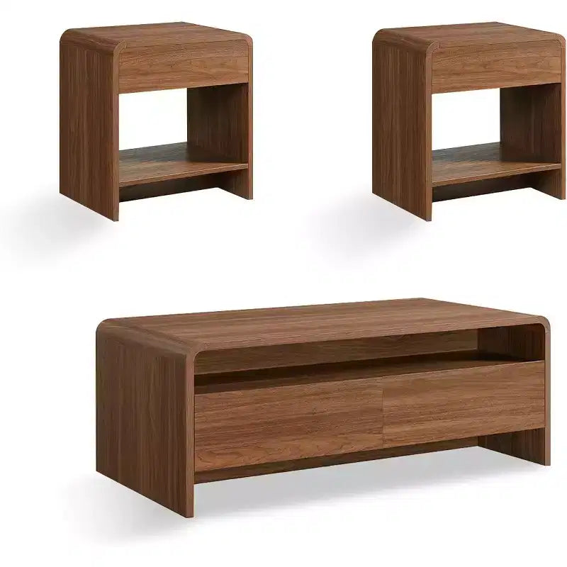 AMERLIFE Ensemble de 3 tables de salon avec tiroirs de rangement, table basse et 2 tables d'appoint