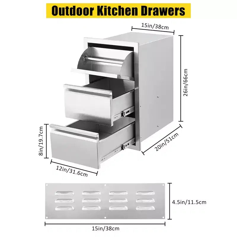 Tiroir extérieur en acier inoxydable COZONY, rangement résistant à la rouille et aux intempéries avec glissières à fermeture douce pour cuisine de barbecue
