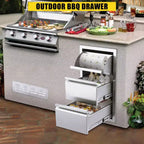 Tiroir extérieur en acier inoxydable COZONY, rangement résistant à la rouille et aux intempéries avec glissières à fermeture douce pour cuisine de barbecue