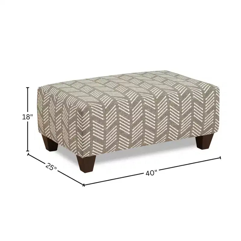 Roundhill Furniture Marvella, pouf de salon, revêtement en tissu à chevrons