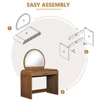 JVNOXK Coiffeuse texturée ondulée de 99 cm avec écran tactile et éclairage LED intégré, dotée d'un tiroir, idéale pour les chambres, couleur expresso