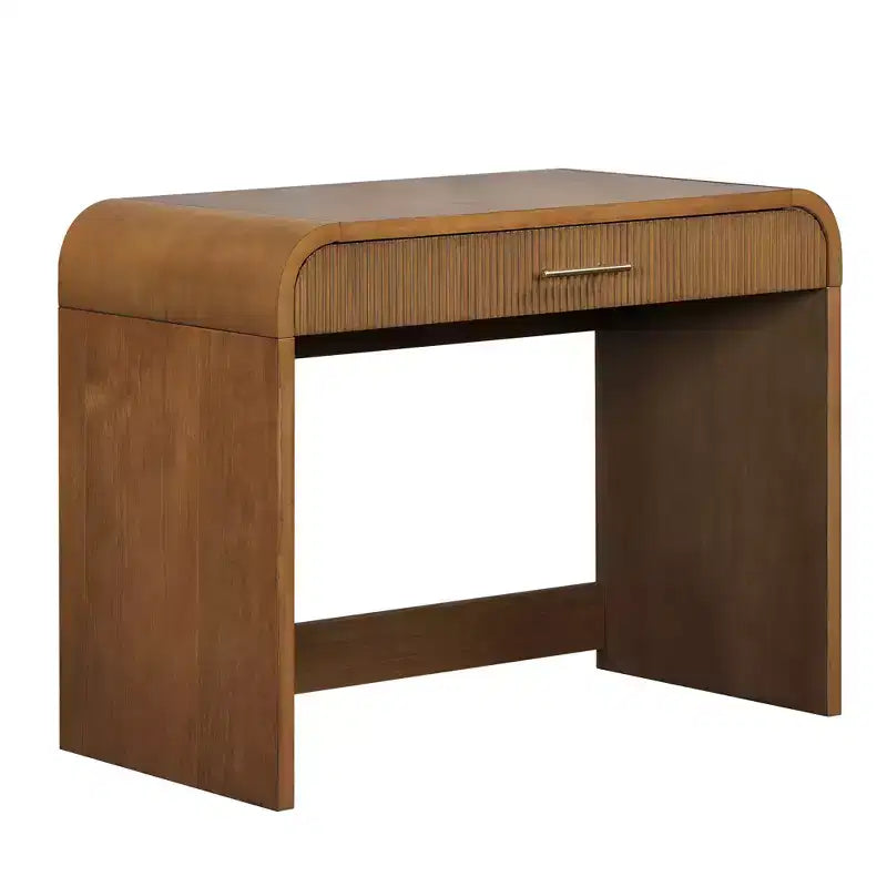 JVNOXK Coiffeuse texturée ondulée de 99 cm avec écran tactile et éclairage LED intégré, dotée d'un tiroir, idéale pour les chambres, couleur expresso