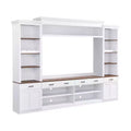 Clihome Farmhouse 4-Piece Entertainment Center TV Stand with Bookshelf and Wine Rack for Living Room